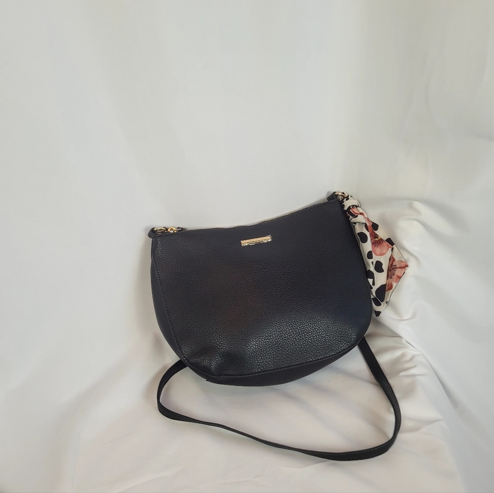 Anne Klein Crossbody Purse with Patterned Scarf Black Like New